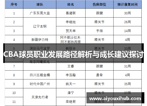 CBA球员职业发展路径解析与成长建议探讨